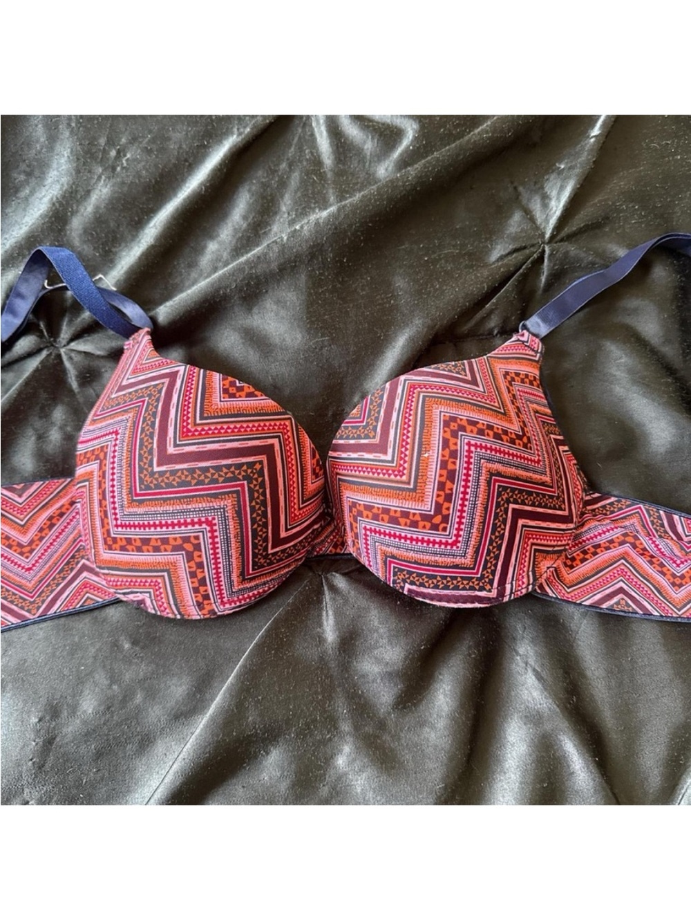 Youmita Pink and Navy Chevron Pattern T-Shirt Bra